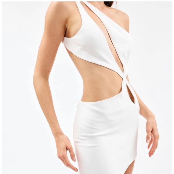 MONOT white asymmetrical cut out mini dress Size